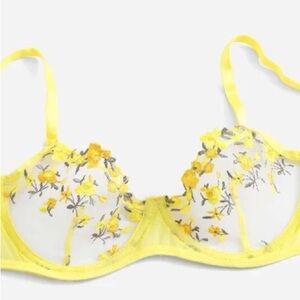 Amazon Bright Yellow Floral mesh Lace Bra